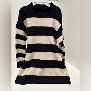 Zara Black and Cream Striped Kids Dress